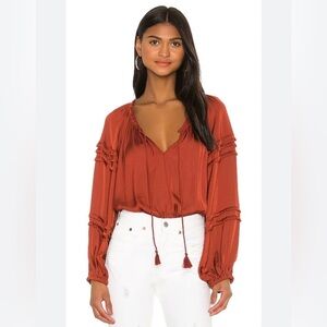 Revolve - Free People All Tucks Bodysuit in Terracotta Size Small